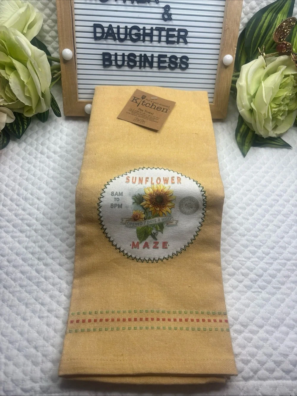 Sunflower Maze Yellow Cotton Kitchen Towel